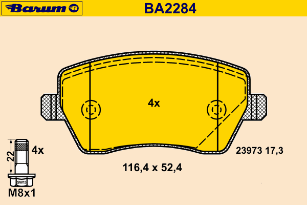 Bremsbelagsatz, Scheibenbremse BA2284