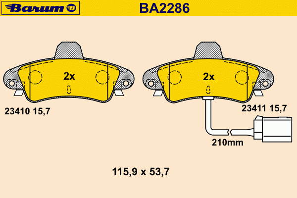 Bremsbelagsatz, Scheibenbremse BA2286