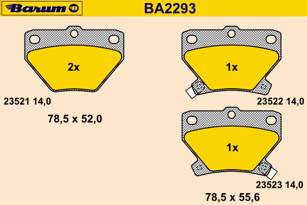 Комплект тормозных колодок, дисковый тормоз BA2293
