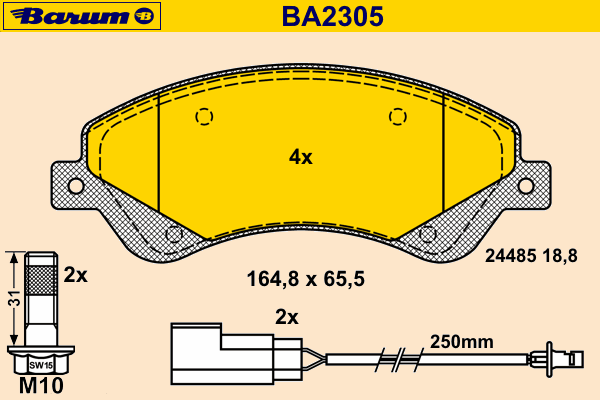 Комплект тормозных колодок, дисковый тормоз BA2305
