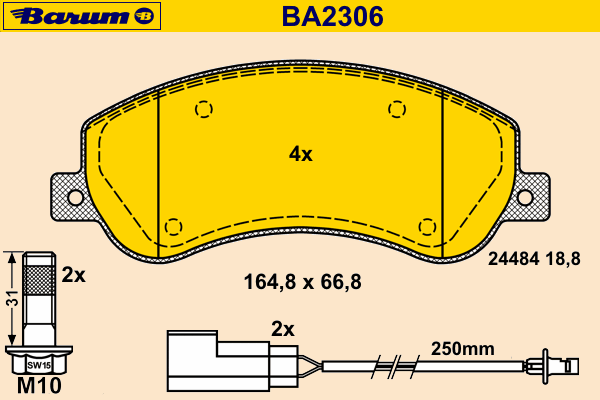 Комплект тормозных колодок, дисковый тормоз BA2306