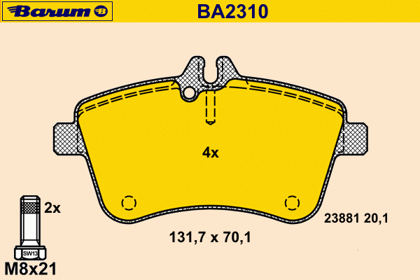 Комплект тормозных колодок, дисковый тормоз BA2310
