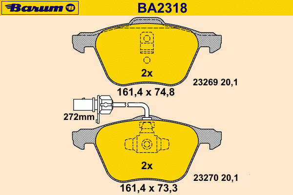 Комплект тормозных колодок, дисковый тормоз BA2318