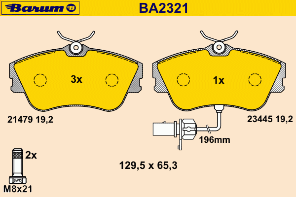 Комплект тормозных колодок, дисковый тормоз BA2321