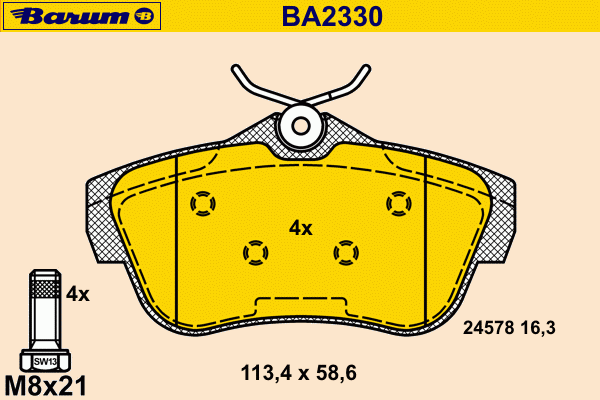 Bremsbelagsatz, Scheibenbremse BA2330