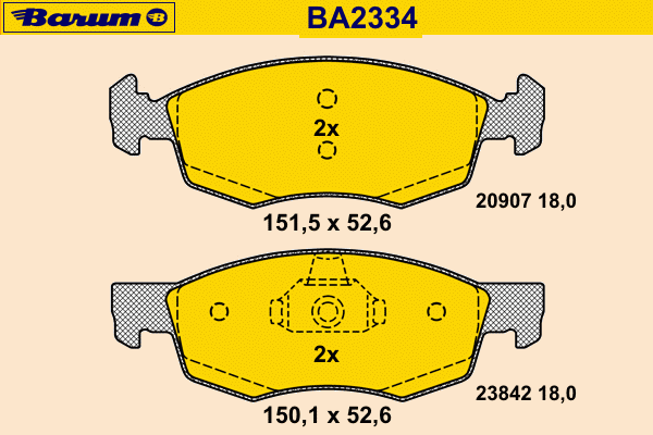 Комплект тормозных колодок, дисковый тормоз BA2334