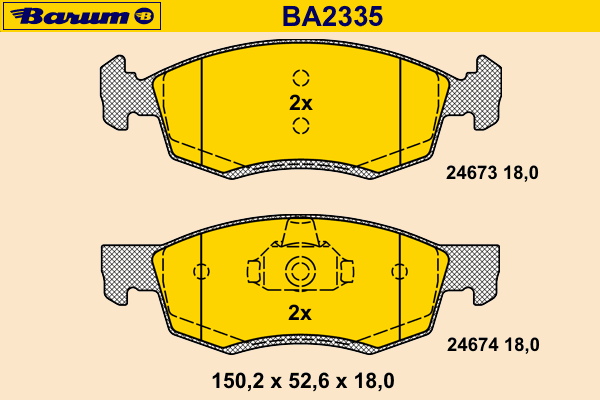 Комплект тормозных колодок, дисковый тормоз BA2335