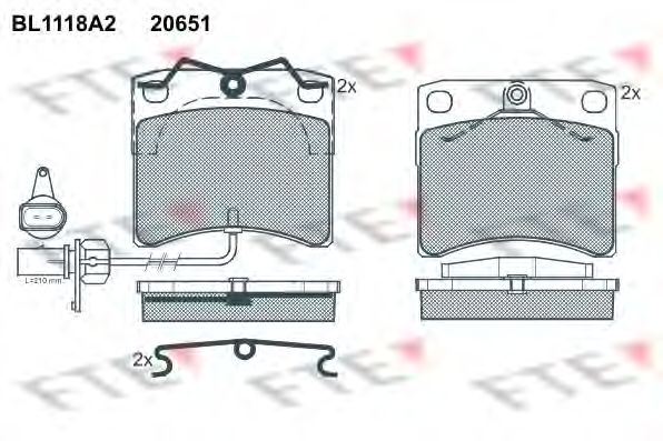 Комплект тормозных колодок, дисковый тормоз BL1118A2