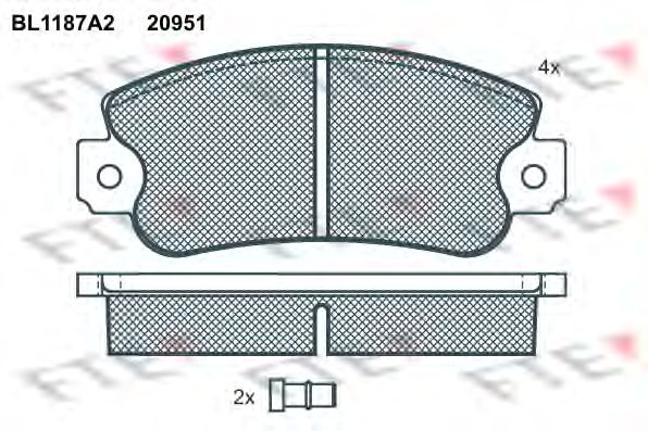 Комплект тормозных колодок, дисковый тормоз BL1187A2