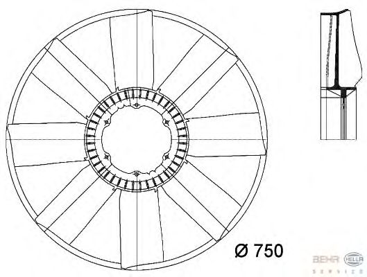 ventilatorhjul, motorkjøling 8MV 376 733-231