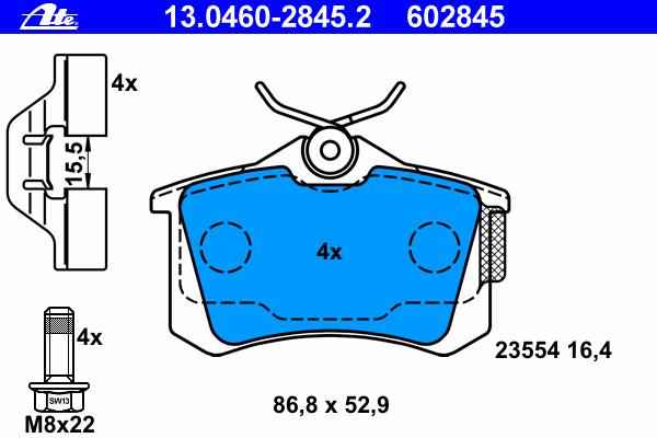 Brake Pad Set, disc brake 13.0460-2845.2