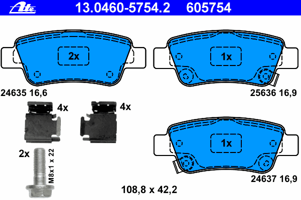 Комплект тормозных колодок, дисковый тормоз 13.0460-5754.2