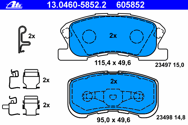 Комплект тормозных колодок, дисковый тормоз 13.0460-5852.2