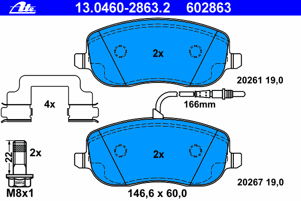 Комплект тормозных колодок, дисковый тормоз 13.0460-2863.2