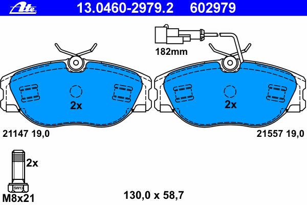 Комплект тормозных колодок, дисковый тормоз 13.0460-2979.2