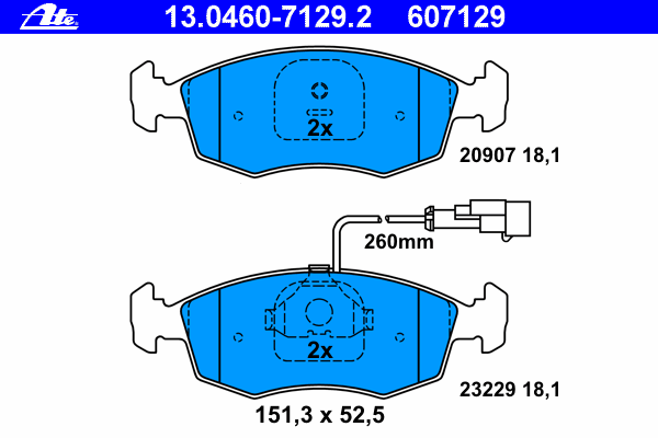 Комплект тормозных колодок, дисковый тормоз 13.0460-7129.2