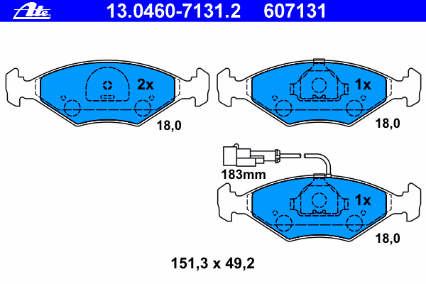 Комплект тормозных колодок, дисковый тормоз 13.0460-7131.2