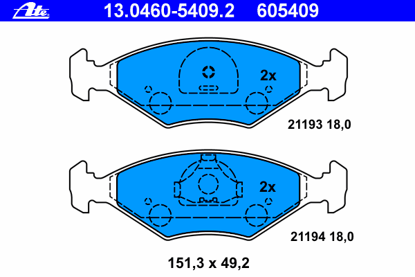Kit de plaquettes de frein, frein à disque 13.0460-5409.2