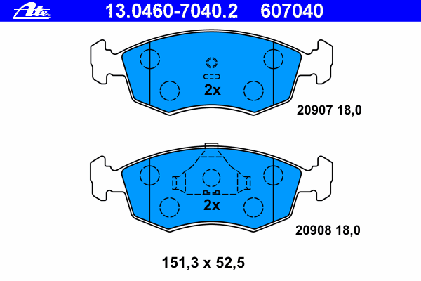 Комплект тормозных колодок, дисковый тормоз 13.0460-7040.2