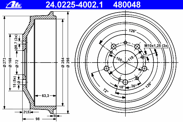 Bremstrommel 24.0225-4002.1