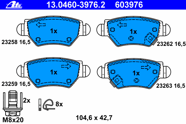 Комплект тормозных колодок, дисковый тормоз 13.0460-3976.2