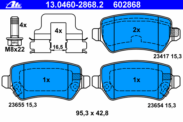 Комплект тормозных колодок, дисковый тормоз 13.0460-2868.2