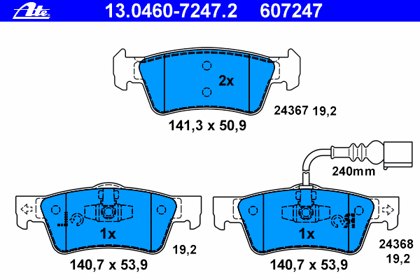 Kit de plaquettes de frein, frein à disque 13.0460-7247.2
