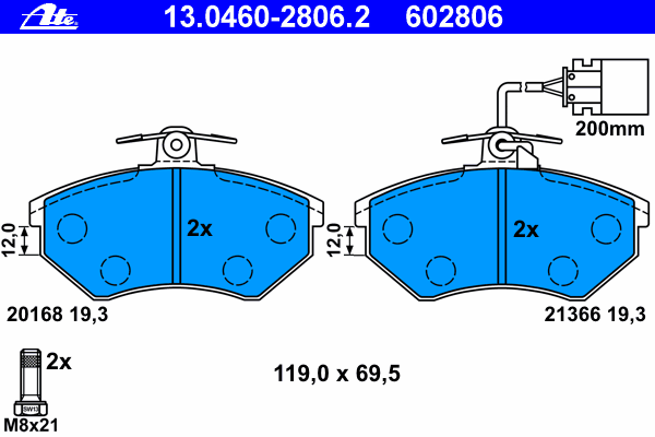 Kit de plaquettes de frein, frein à disque 13.0460-2806.2