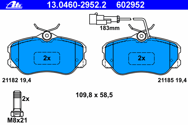Brake Pad Set, disc brake 13.0460-2952.2