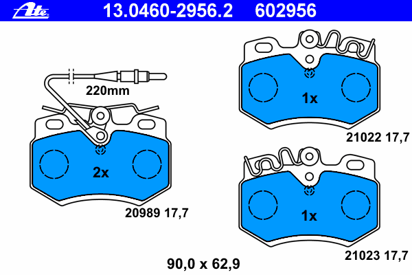 Комплект тормозных колодок, дисковый тормоз 13.0460-2956.2
