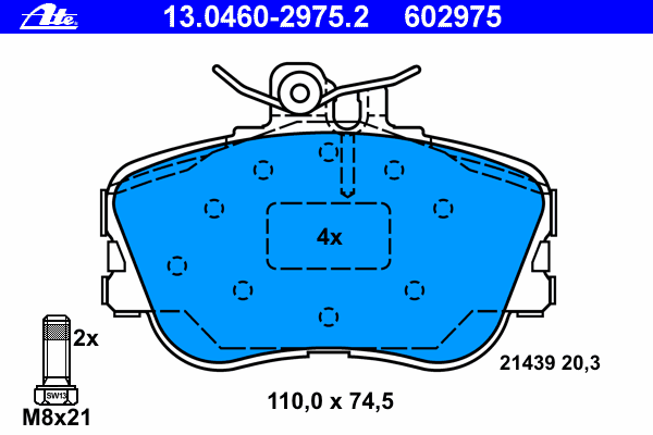 Комплект тормозных колодок, дисковый тормоз 13.0460-2975.2