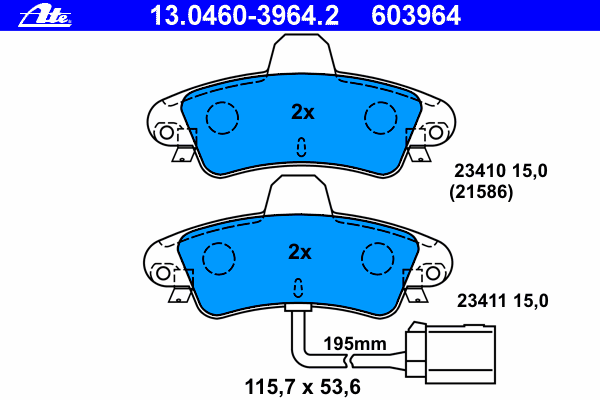 Комплект тормозных колодок, дисковый тормоз 13.0460-3964.2