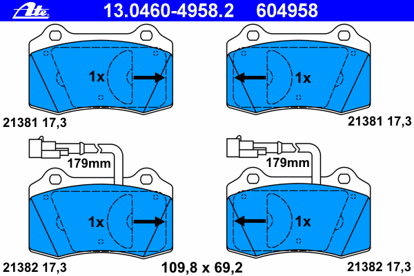 Комплект тормозных колодок, дисковый тормоз 13.0460-4958.2