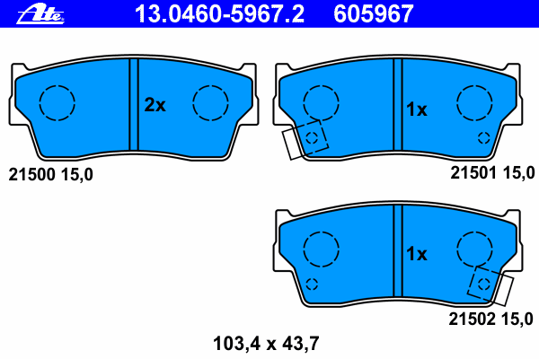 Комплект тормозных колодок, дисковый тормоз 13.0460-5967.2