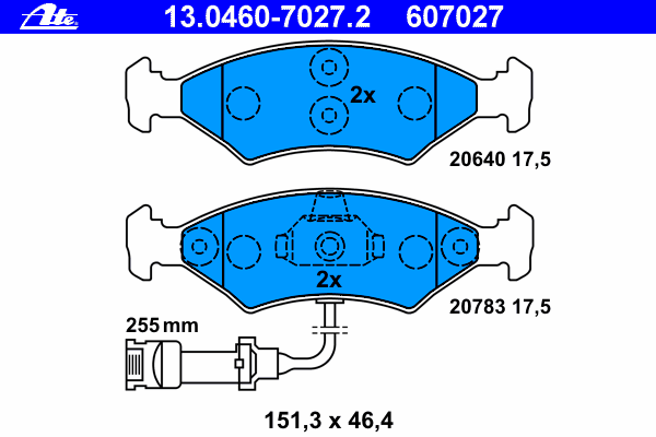 Комплект тормозных колодок, дисковый тормоз 13.0460-7027.2