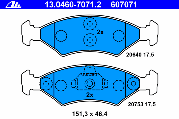 Комплект тормозных колодок, дисковый тормоз 13.0460-7071.2