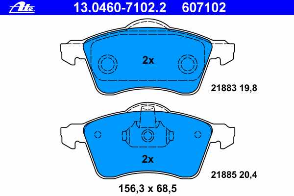 Комплект тормозных колодок, дисковый тормоз 13.0460-7102.2