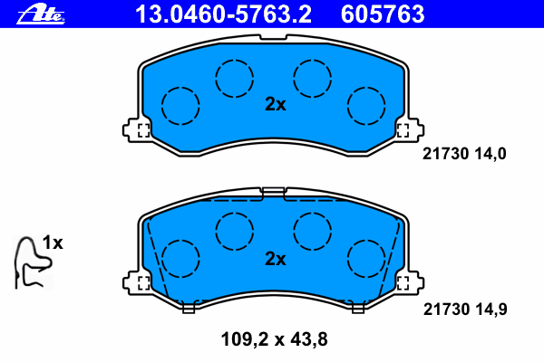Комплект тормозных колодок, дисковый тормоз 13.0460-5763.2