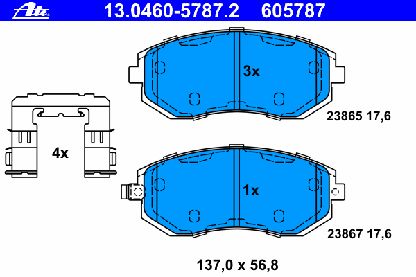 Комплект тормозных колодок, дисковый тормоз 13.0460-5787.2