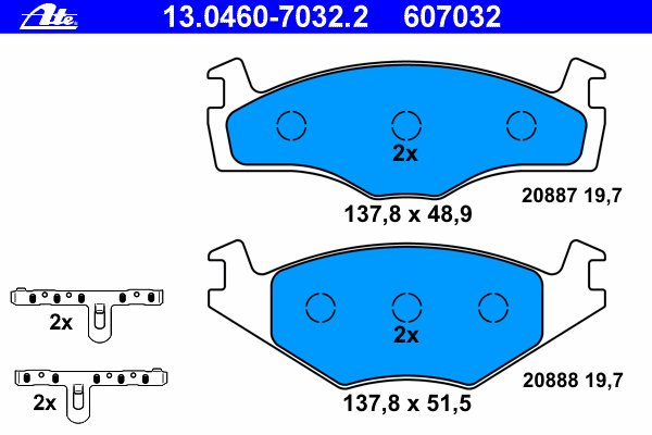 Комплект тормозных колодок, дисковый тормоз 13.0460-7032.2