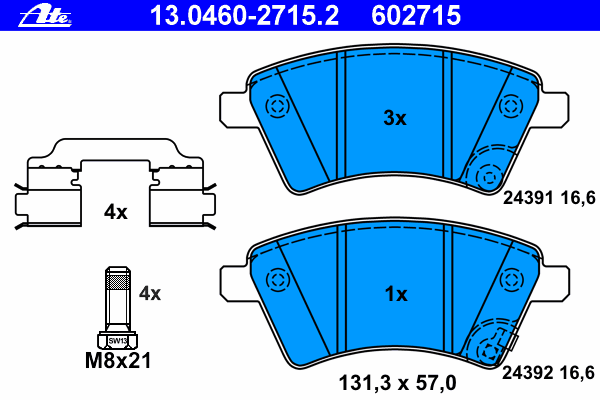 Комплект тормозных колодок, дисковый тормоз 13.0460-2715.2