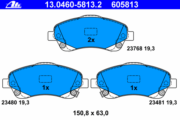 Комплект тормозных колодок, дисковый тормоз 13.0460-5813.2