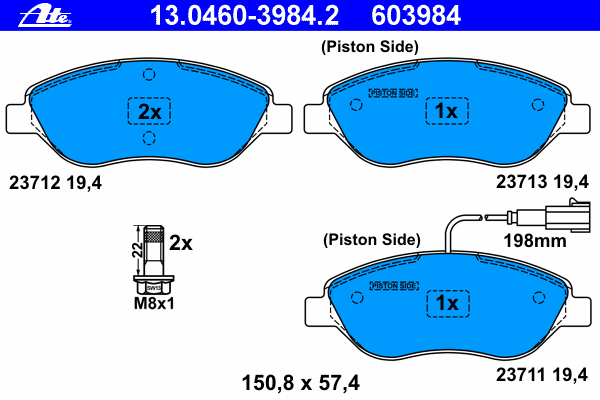 Комплект тормозных колодок, дисковый тормоз 13.0460-3984.2