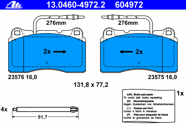 Kit de plaquettes de frein, frein à disque 13.0460-4972.2