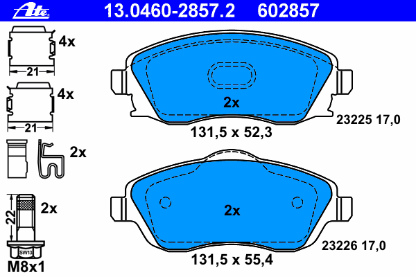 Комплект тормозных колодок, дисковый тормоз 13.0460-2857.2