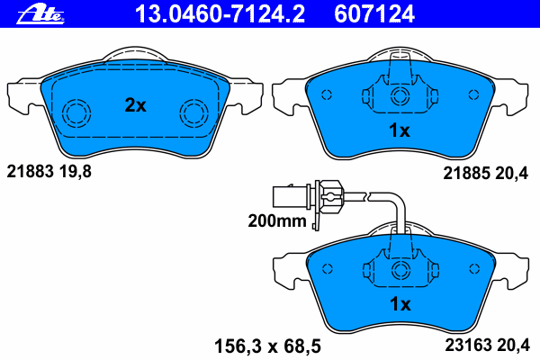 Комплект тормозных колодок, дисковый тормоз 13.0460-7124.2