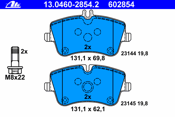 Комплект тормозных колодок, дисковый тормоз 13.0460-2854.2
