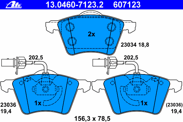 Brake Pad Set, disc brake 13.0460-7123.2