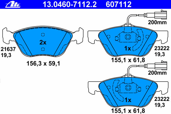 Kit de plaquettes de frein, frein à disque 13.0460-7112.2