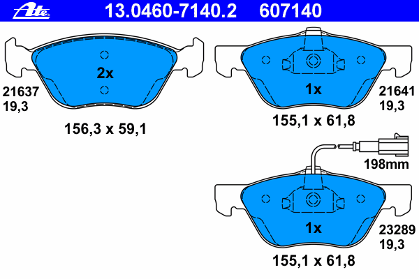 Комплект тормозных колодок, дисковый тормоз 13.0460-7140.2